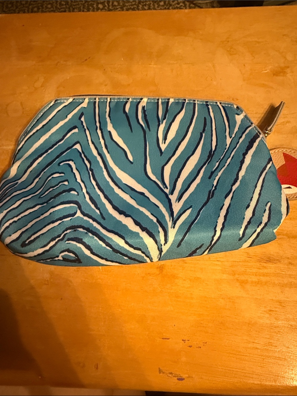 Blue Zebra Print EsteeLauder Cosmetic Pouch